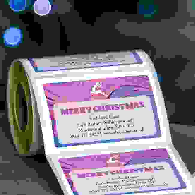 Liquid Purple Christmas Roll Address Label 76x50mm (3"x2")