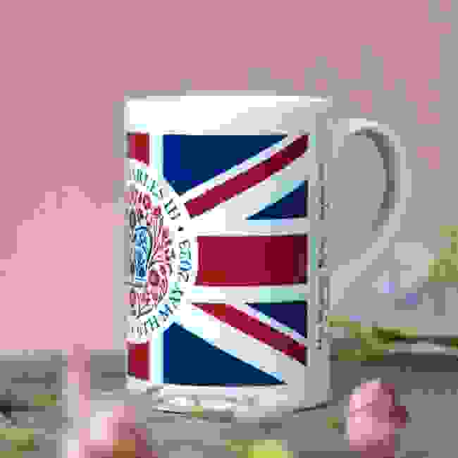 Personalised King Charles III Coronation Official Logo Union Jack Coffee Cup