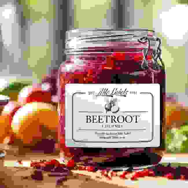 Personalised Vintage Beetroot Chutney Jam Jar Labels