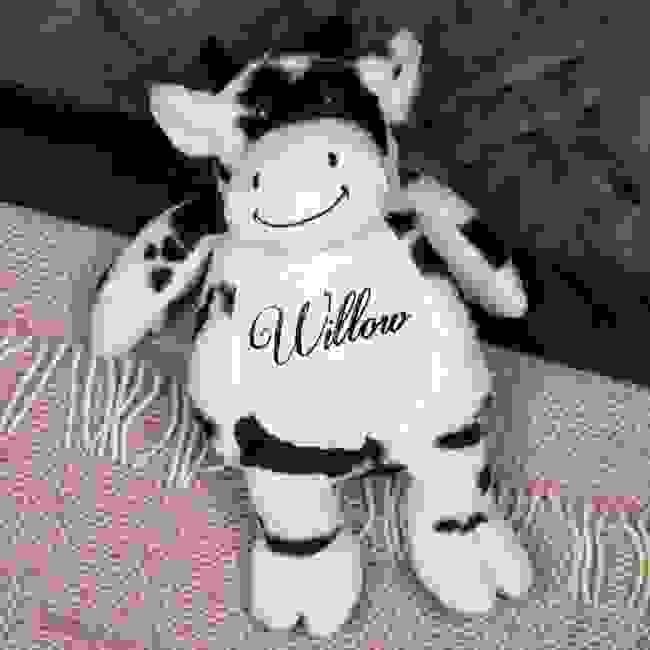 Personalised Soft Toy Black & White Cow