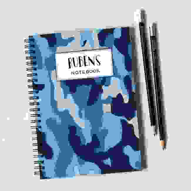 Blue Camouflage Pattern Notebook & Pencil Gift Set