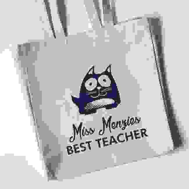 Best Teacher Tote Bag - Cat (Natural)