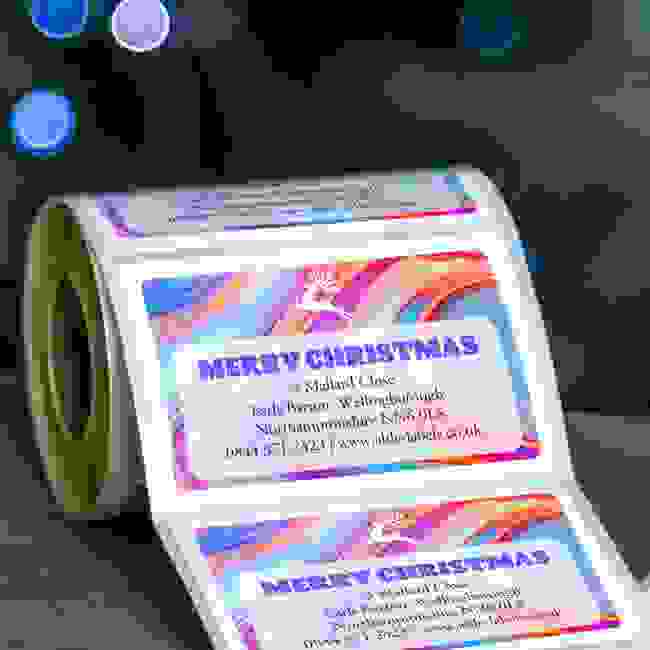 Liquid Multi Colour Christmas Roll Address Label 76x50mm (3"x2")
