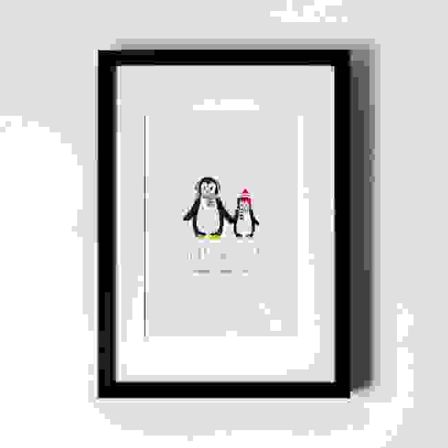 Daddy Penguin & Child - Personalised Art Print