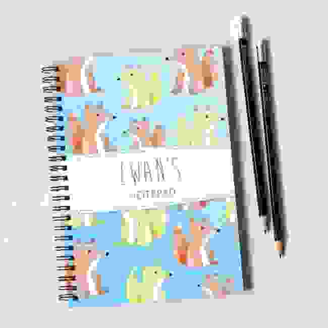 Foxes Blue Notebook & Pencil Gift Set