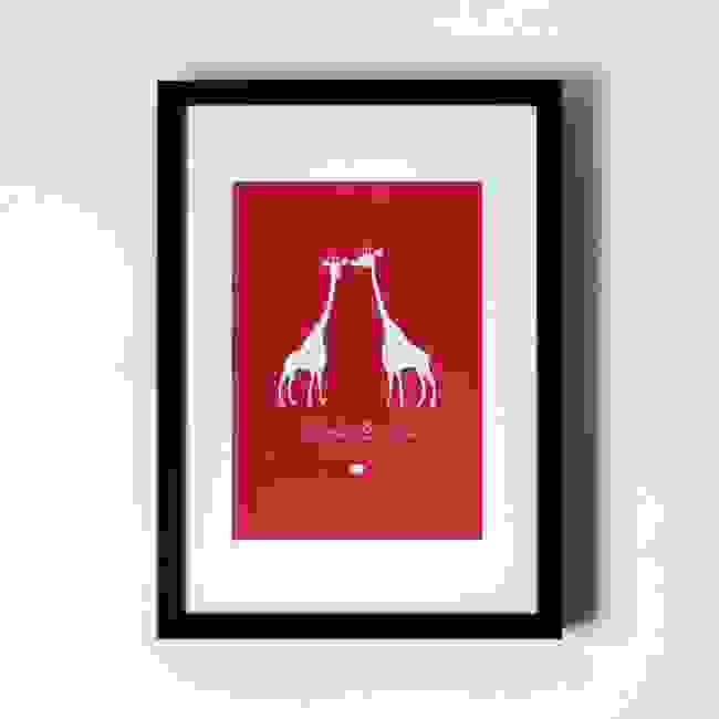 Giraffe Design - Personalised Art Print (Black Frame)