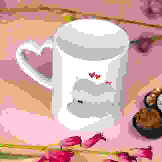 Valentine's Day Hippo Heart Handled Mug - Design 2