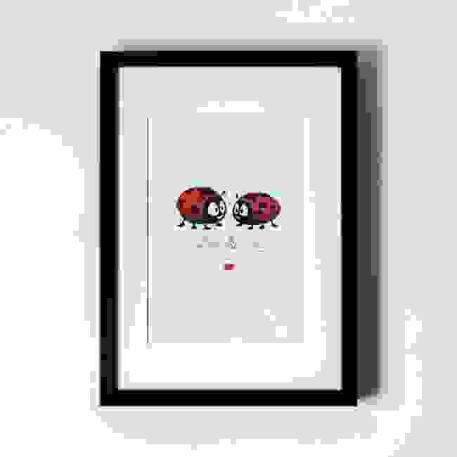 Ladybird Design - Personalised Art Print (Black Frame)