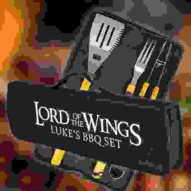 Personalised Lord of the Wings 3 Piece BBQ Tool Set 