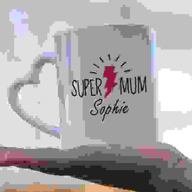 Super Mum Heart Handle Mug