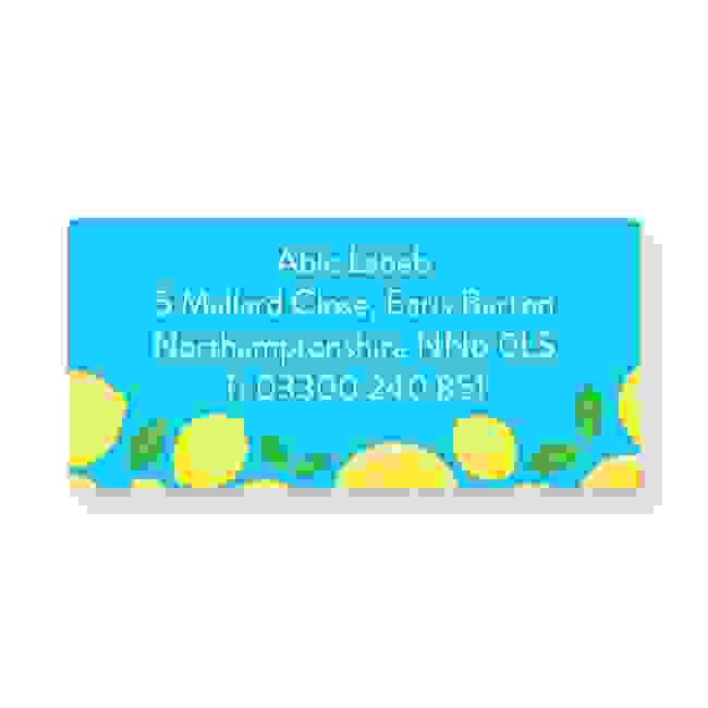 Bright Turquoise Lemons A4 Sheet Labels