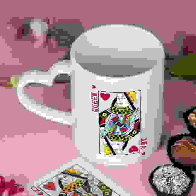 Queen of Hearts - Heart Handle Mug