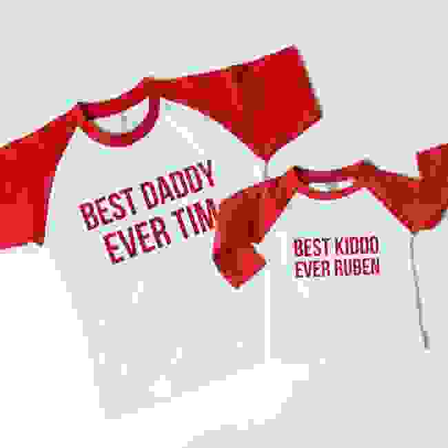 Personalised Raglan Father's Day T-Shirt Set