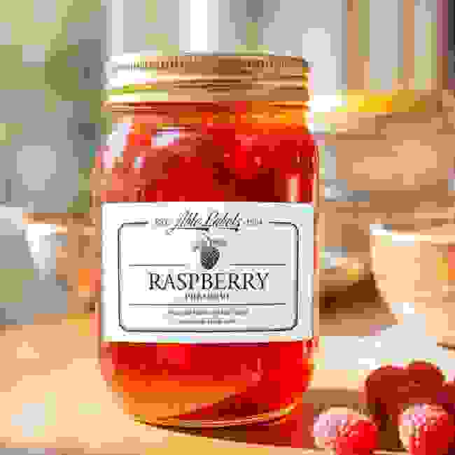 Personalised Vintage Raspberry Preserve Jam Jar Labels