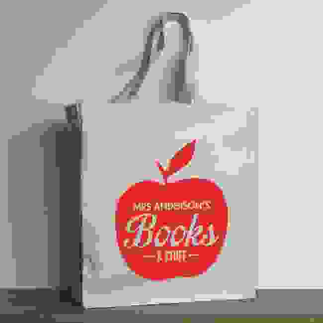 Personalised Teacher Tote Bag – Red Apple