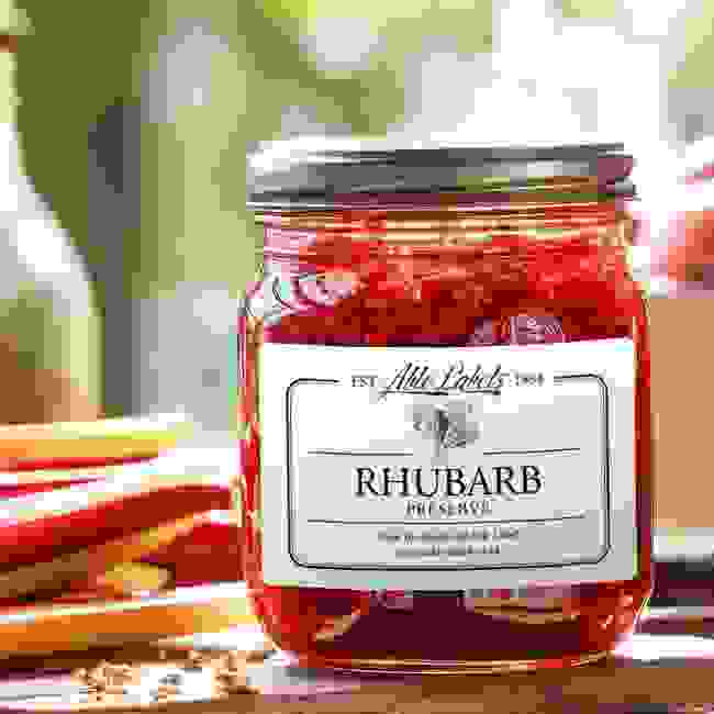 Personalised Vintage Rhubarb Preserve Jam Jar Labels