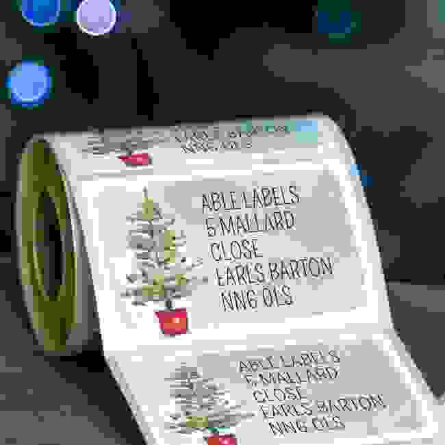 Christmas Roll Address Label 76x50mm (3"x2") Tree