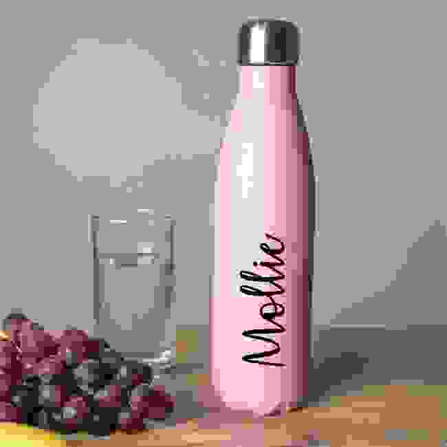 Personalised Stainless Steel Insulated Water Bottle - Light Pink