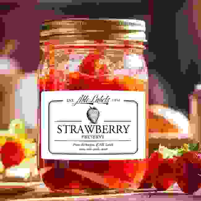Personalised Vintage Strawberry Preserve Jam Jar Labels