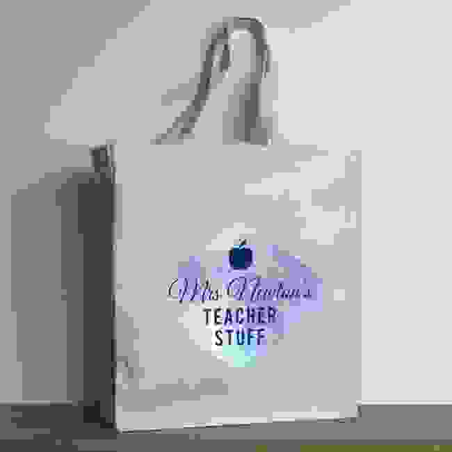 personalised teacher tote bag – purple watercolour design