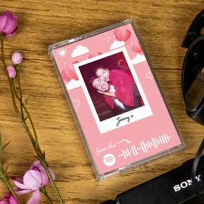 Personalised Valentine's Day Design 2 Cassette Mixtape Spotify Playlist Link