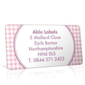 Pre Designed Pink Gingham Address Label on A4 Sheets