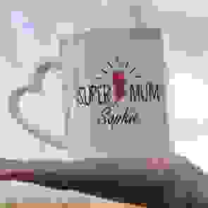 Super Mum Heart Handle Mug