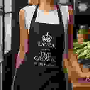 The Crown Personalised Apron with ‘Wears The Crown’ Print
