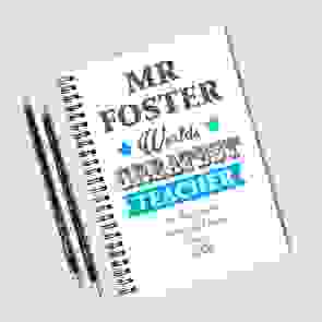 Worlds Greatest Teacher Blue Notebook & 12 Graphite Pencils