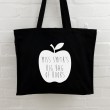 Teacher Tote Bag - Apple (Black)