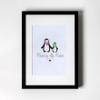 Mum & Child Penguin - Personalised Art Print (Black Frame)