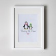Mum & Child Penguin - Personalised Art Print (White Frame)