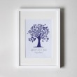 Blue Family Tree - Personalised Art Print - White Frame