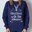 Personalised Christmas Jumper - Reindeer (Navy)