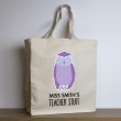 Personalised Teacher Tote Bag – Purple Owl